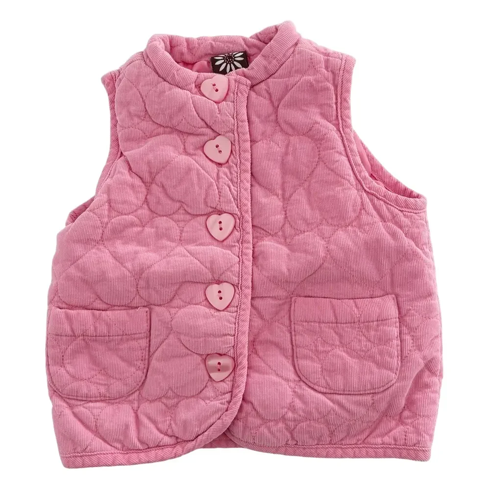 Vintage Kids Pink Quilted Heart Valentines Vest Size 12 Months